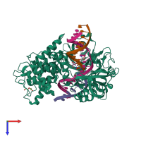 PDB entry 6p0e coloured by chain, top view.