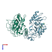 PDB entry 6p0r coloured by chain, top view.