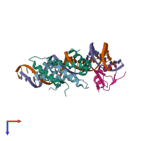 PDB entry 6p0s coloured by chain, top view.