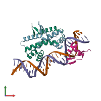 PDB entry 6p0t coloured by chain, front view.