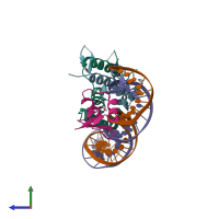 PDB entry 6p0t coloured by chain, side view.