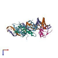 PDB entry 6p0t coloured by chain, top view.