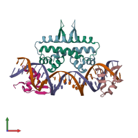 PDB entry 6p0u coloured by chain, front view.