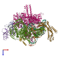 PDB entry 6p18 coloured by chain, top view.