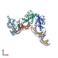 PDB entry 6p1a coloured by chain, front view.