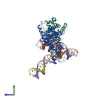 PDB entry 6p1a coloured by chain, side view.