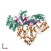 PDB entry 6p1i coloured by chain, front view.