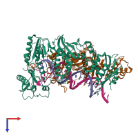 PDB entry 6p1i coloured by chain, top view.