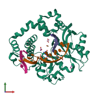 PDB entry 6p1m coloured by chain, front view.