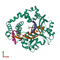 PDB entry 6p1o coloured by chain, front view.