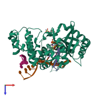 PDB entry 6p1p coloured by chain, top view.
