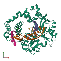 PDB entry 6p1t coloured by chain, front view.
