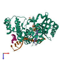 PDB entry 6p1t coloured by chain, top view.