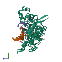 PDB entry 6p1v coloured by chain, side view.