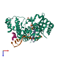 PDB entry 6p1v coloured by chain, top view.