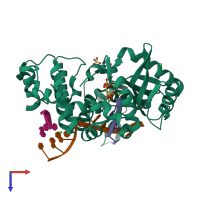 PDB entry 6p1w coloured by chain, top view.