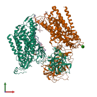 PDB entry 6p25 coloured by chain, front view.