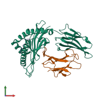 PDB entry 6p27 coloured by chain, front view.