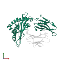 HLA class I histocompatibility antigen, B alpha chain in PDB entry 6p27, assembly 1, front view.