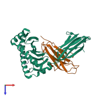 PDB entry 6p2c coloured by chain, top view.