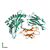PDB entry 6p2f coloured by chain, front view.