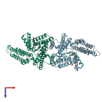 PDB entry 6p2j coloured by chain, top view.