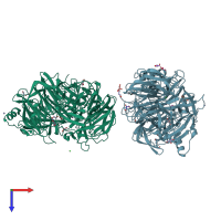 PDB entry 6p2k coloured by chain, top view.