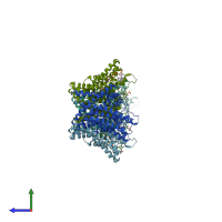 PDB entry 6p2p coloured by chain, side view.