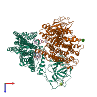 PDB entry 6p2r coloured by chain, top view.