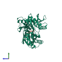 PDB entry 6p2u coloured by chain, side view.
