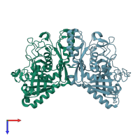 PDB entry 6p3q coloured by chain, top view.