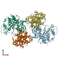 PDB entry 6p3w coloured by chain, front view.