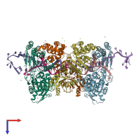 PDB entry 6p4f coloured by chain, top view.