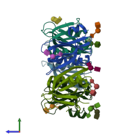PDB entry 6p4m coloured by chain, side view.