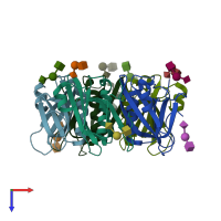 PDB entry 6p4m coloured by chain, top view.