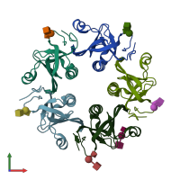 PDB entry 6p4q coloured by chain, front view.