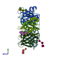 PDB entry 6p4q coloured by chain, side view.