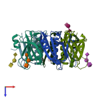 PDB entry 6p4q coloured by chain, top view.