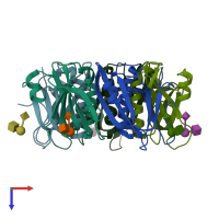 PDB entry 6p4r coloured by chain, top view.