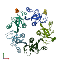 PDB entry 6p4t coloured by chain, front view.