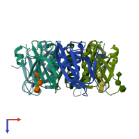 PDB entry 6p4t coloured by chain, top view.