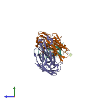 PDB entry 6p50 coloured by chain, side view.