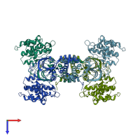 PDB entry 6p5m coloured by chain, top view.