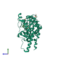 PDB entry 6p5s coloured by chain, side view.