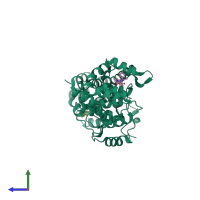 PDB entry 6p5v coloured by chain, side view.