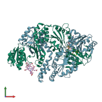 PDB entry 6p5z coloured by chain, front view.