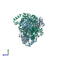 PDB entry 6p5z coloured by chain, side view.