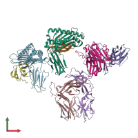 PDB entry 6p64 coloured by chain, front view.