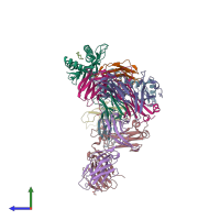 PDB entry 6p64 coloured by chain, side view.