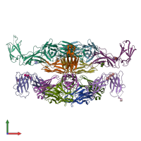 PDB entry 6p67 coloured by chain, front view.